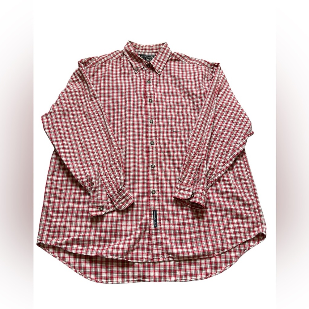 Abercrombie & Fitch Red Casual Button‎ Down Shirt plaid men’s size XL